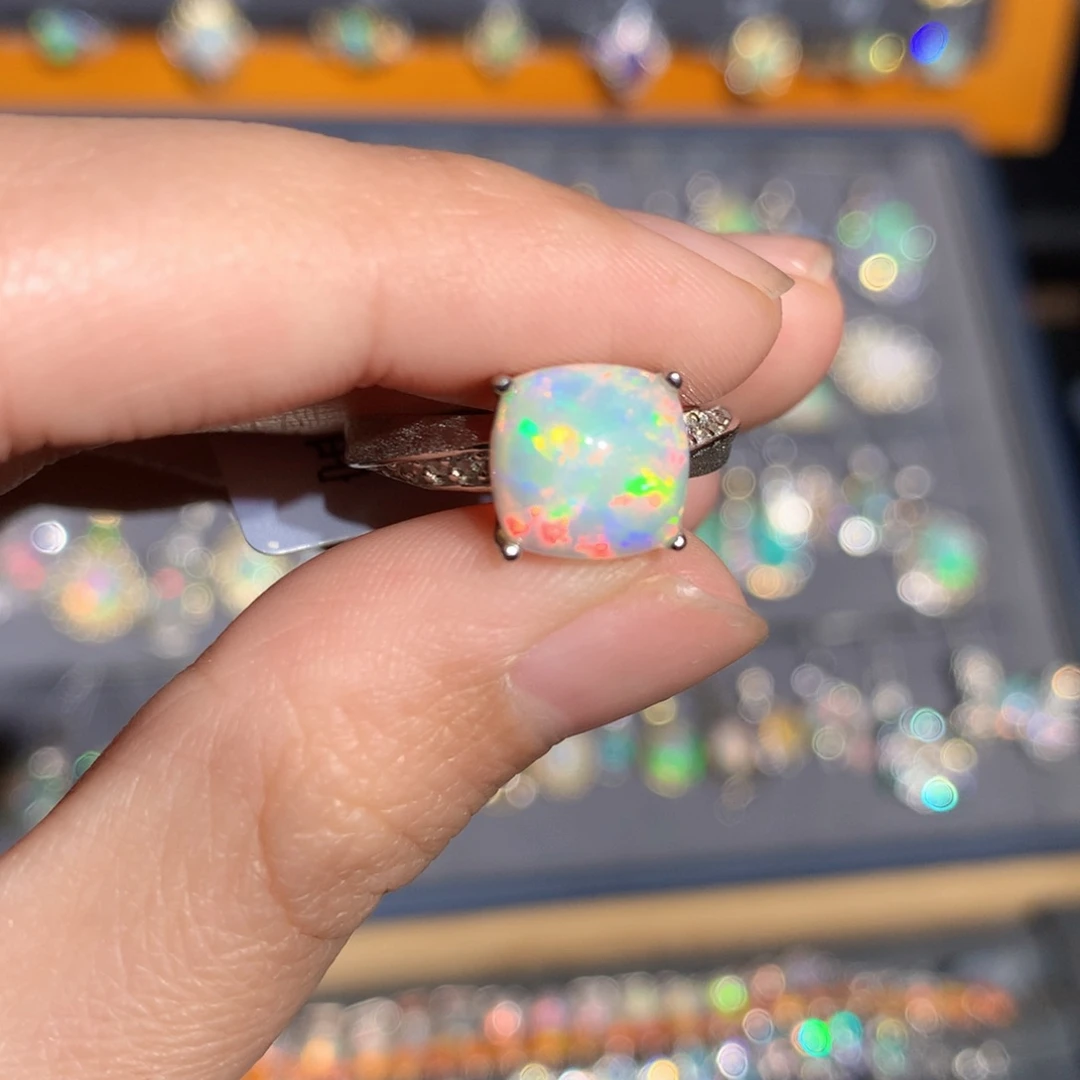 银S925镶嵌欧泊欧泊戒指y