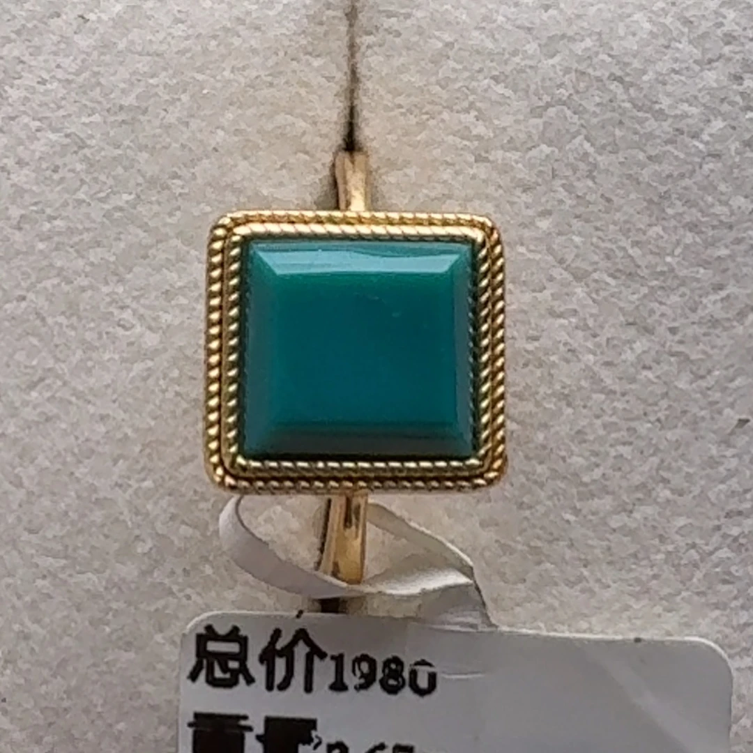 绿松石银S925镀金镶嵌戒指