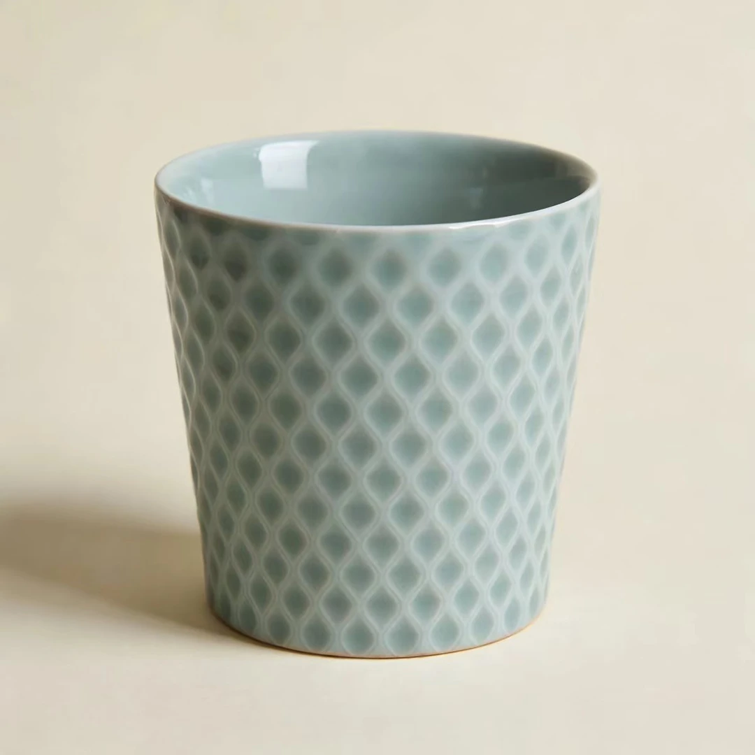 廷怀窑青釉矮款菠萝杯可乐杯