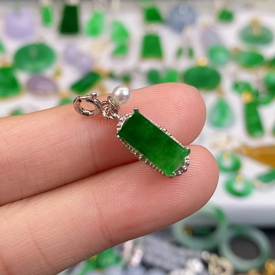 吊坠(不含链)银S925镶嵌翡翠