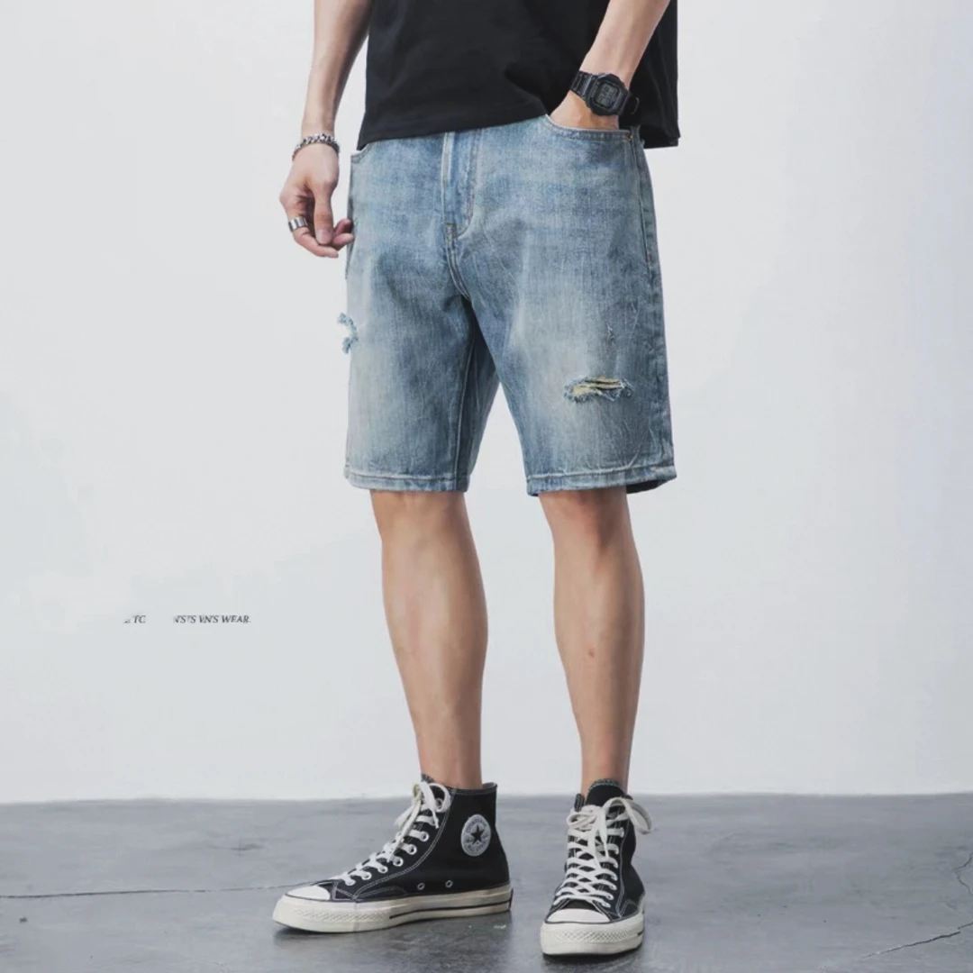 马夏季薄款休闲牛仔短裤7001