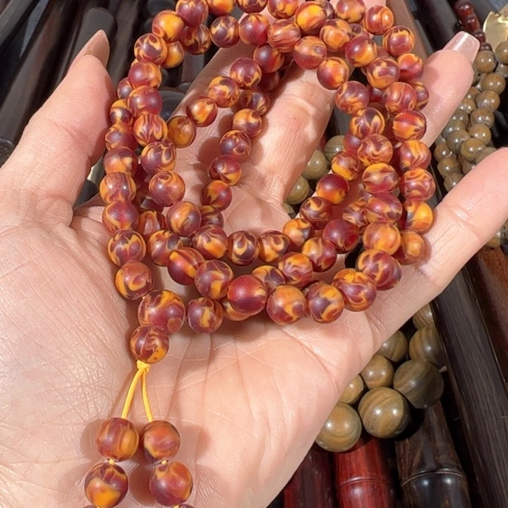 木香香108颗精品脖挂手串0.8直径木雕工艺品摆件
