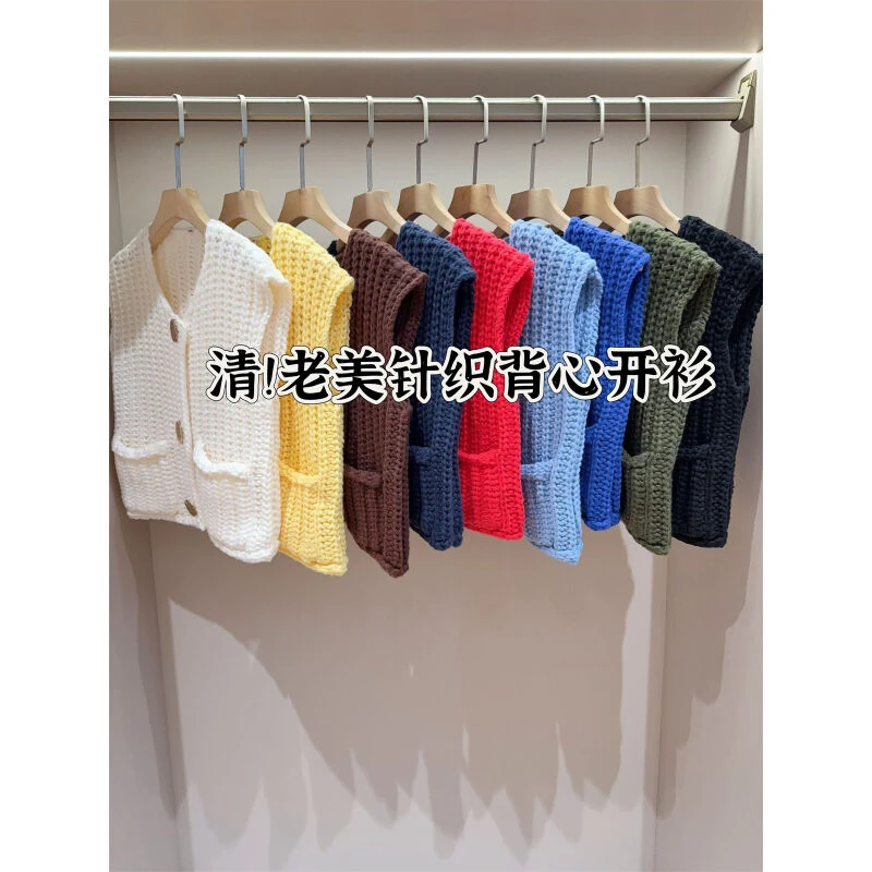 叠搭神器！口袋无袖短款针织开衫马甲背心