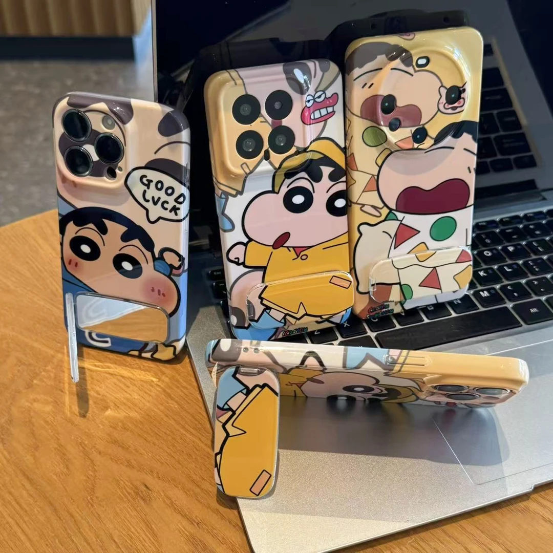 奥菲顿趣味小新镜面支架适用苹果17菲林16手机壳华为vivo小米oppo