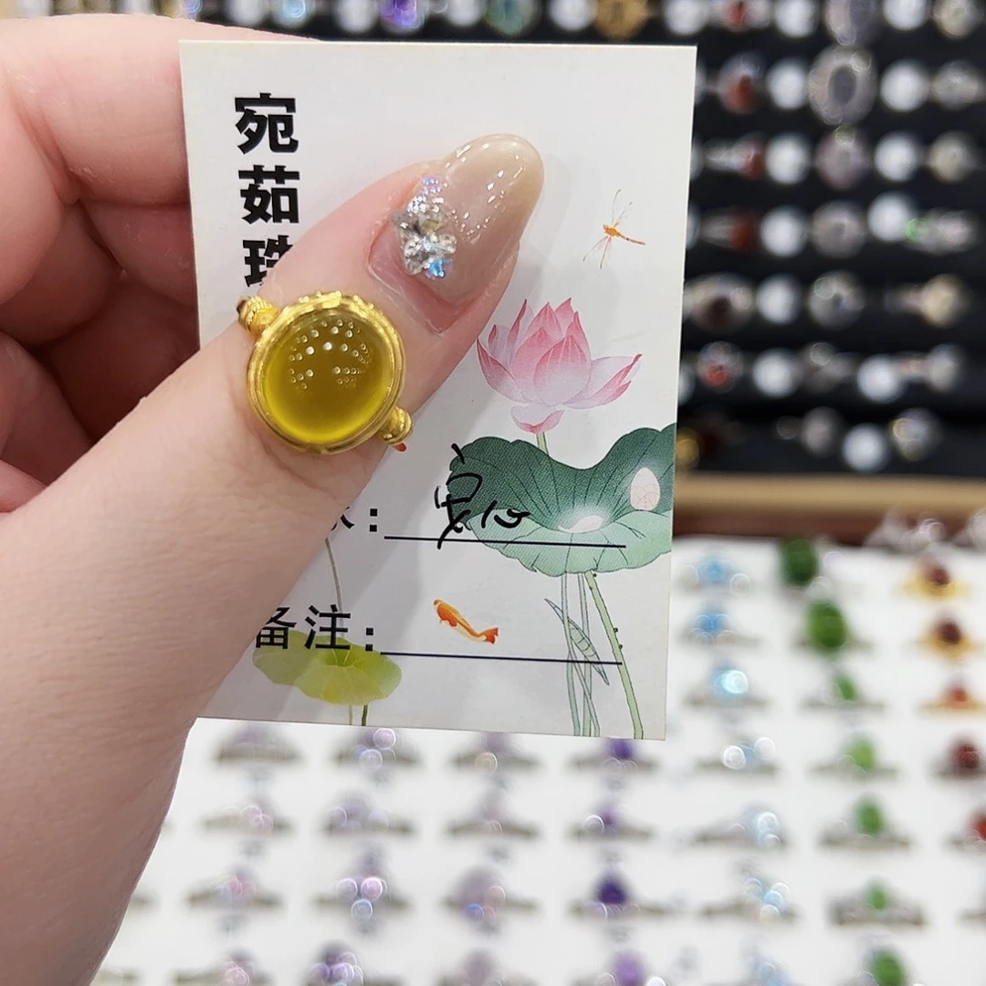 蛇纹石玉银S925镶嵌戒指安*戒指