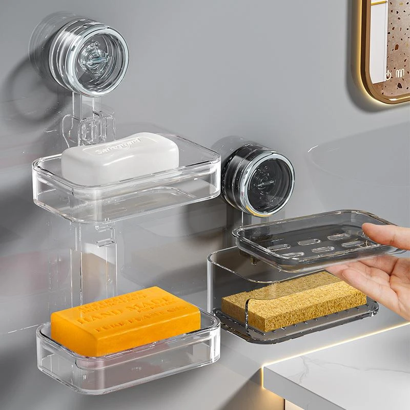 壁挂式香皂盒吸盘肥皂盒沥水置物架免打孔洗漱台浴室卫生间肥皂架