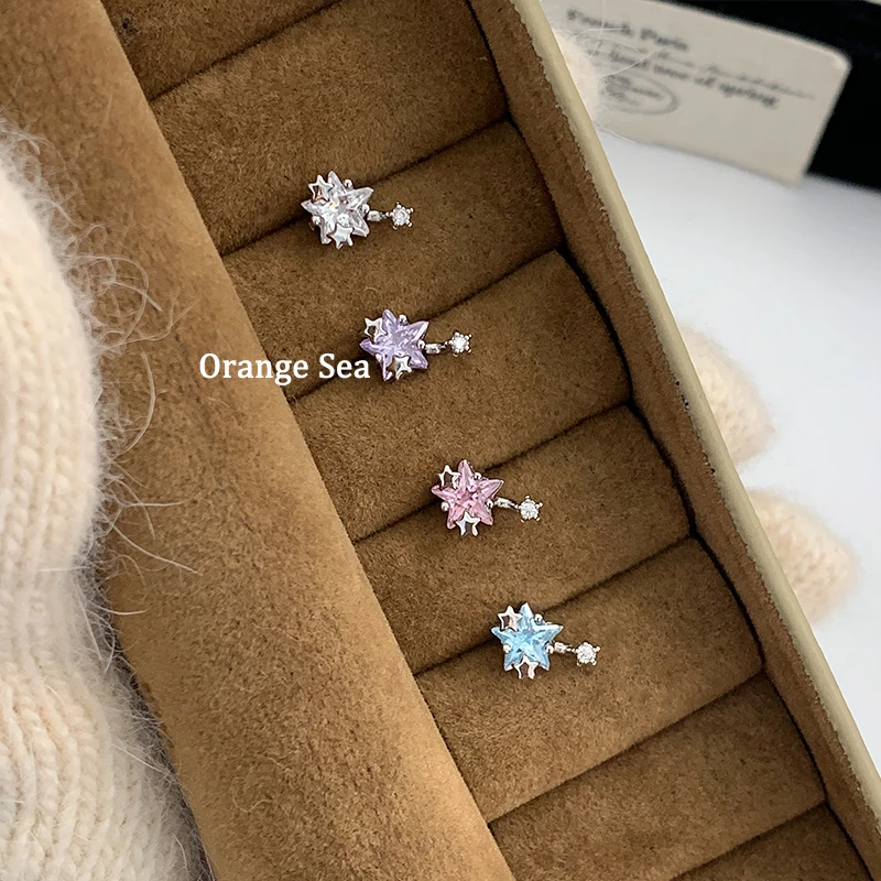 钛钢耳饰 Orange Sea超闪百搭五角星耳骨钉镶钻星星耳饰E21