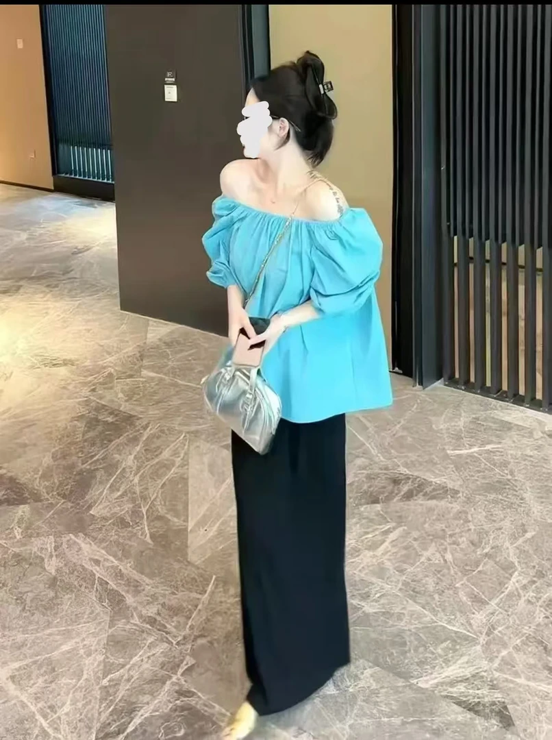 公主 韩国夏季宽松泡泡袖方口上衣半身裙套装459859衣/459886裙