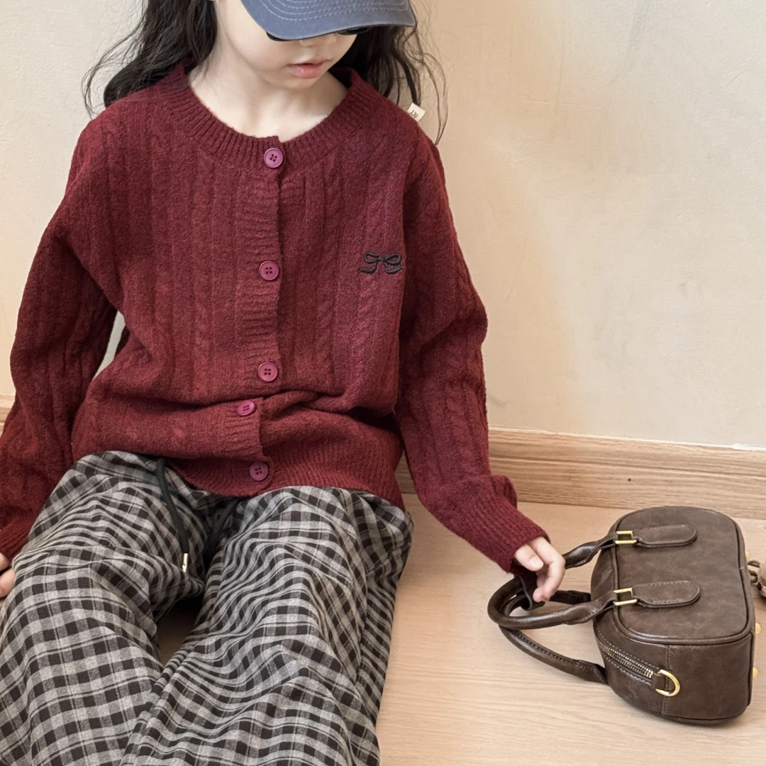 韩版女童针织开衫2025新款小女孩秋季超好看毛衣儿童洋气时髦上衣