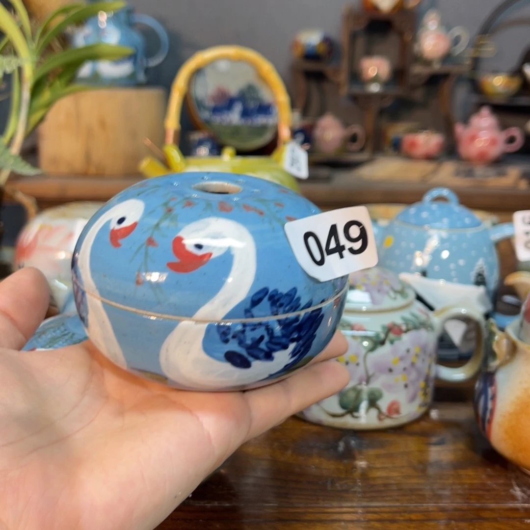 壶素浅陶瓷手工手绘
