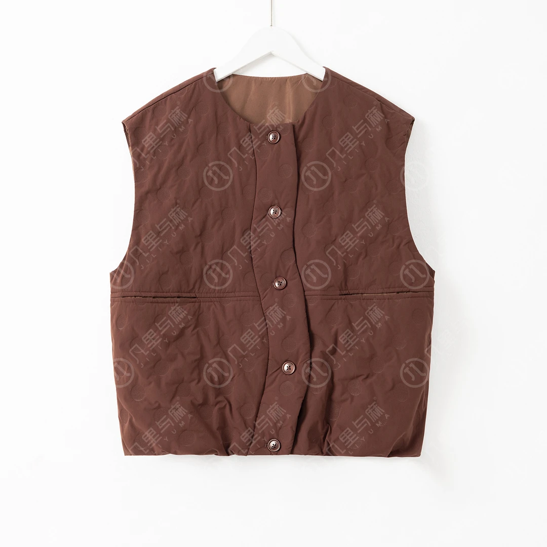 （几里与麻）酌幽-时尚纯色百搭无袖马夹 衣长58 胸围132 1082486