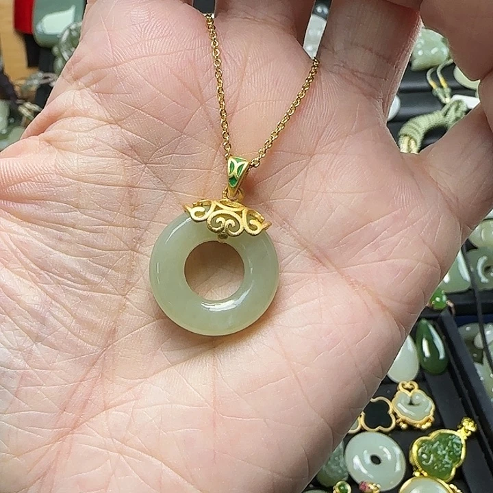 颈饰银S925镶嵌和田玉