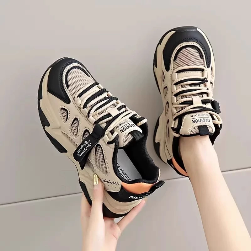 【JTG&SHOES 官方】皮面运动鞋女2025年秋季韩版复古松糕厚底老爹鞋