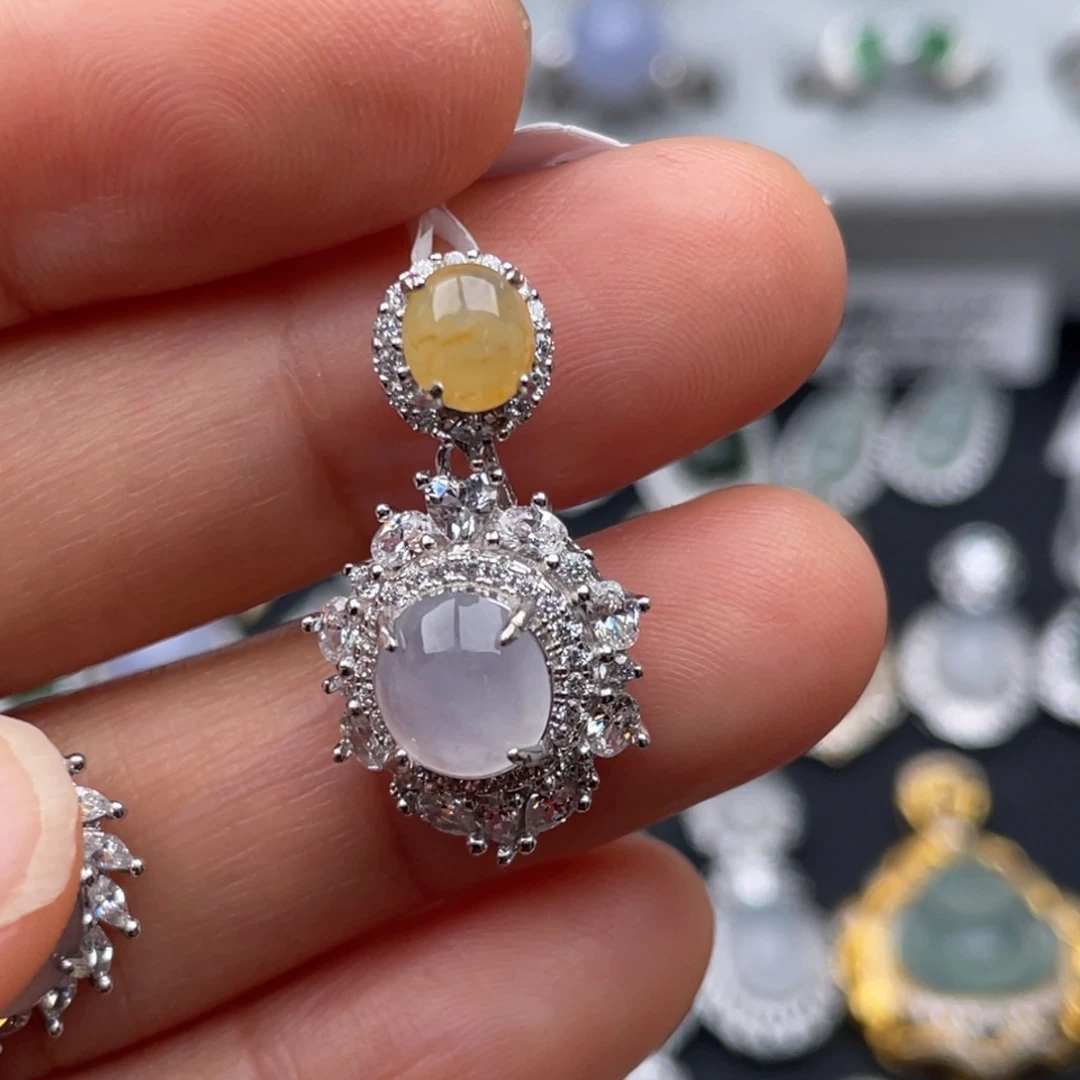 翡翠银S925镶嵌吊坠(不含链)