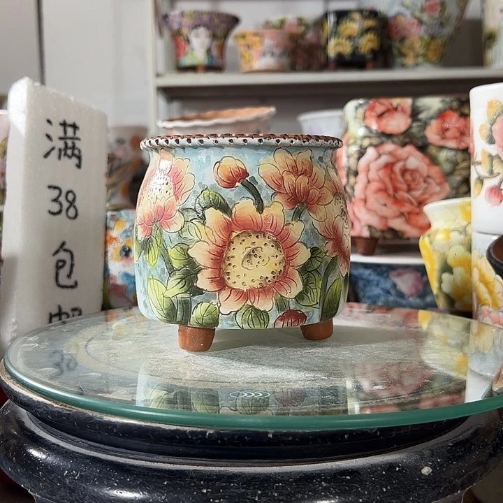 景德镇手绘花盆幸运花盆