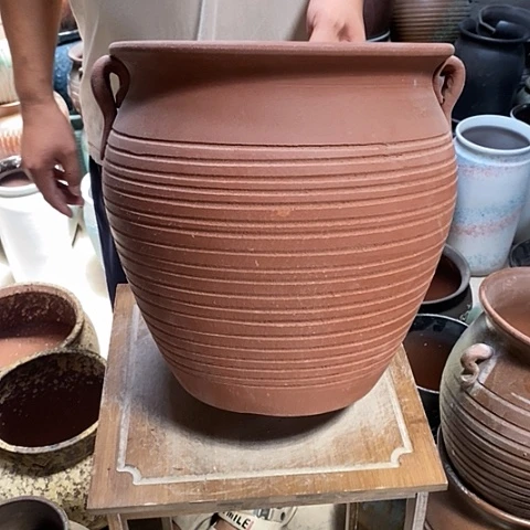 紫砂花盆口28高度30红陶