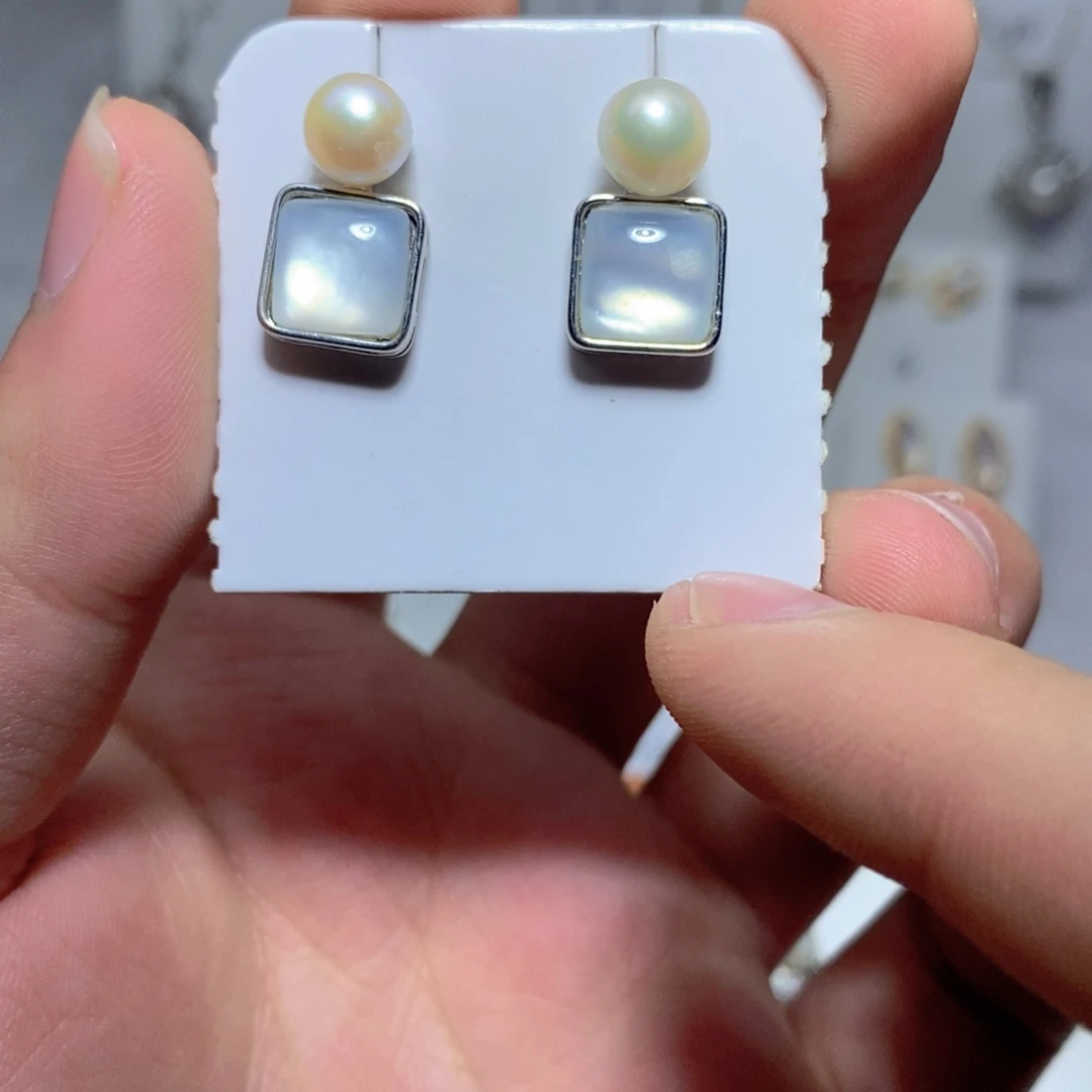 淡水珍珠耳饰银S925镶嵌