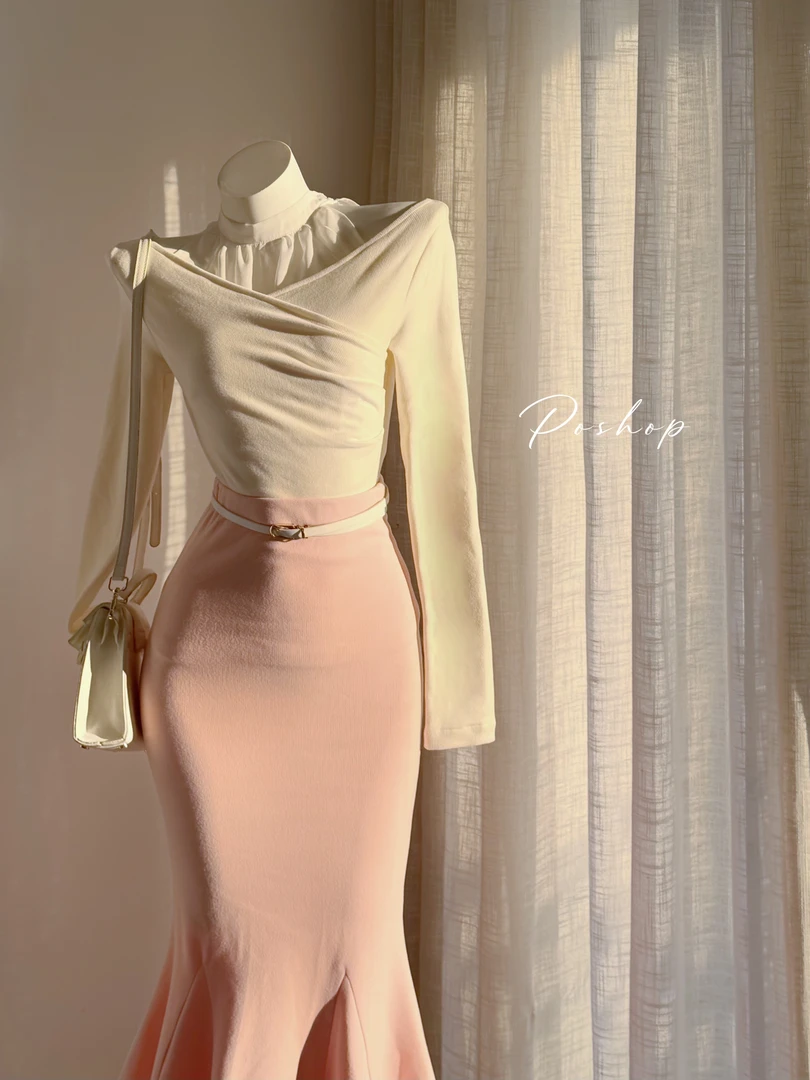 POSHOP 告白樱花白色细腰带 温柔纯欲风