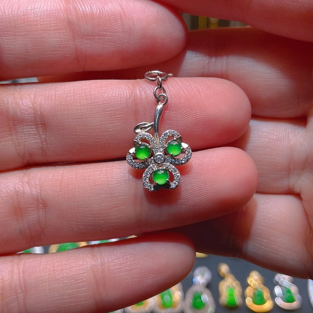 翡翠银S925镶嵌吊坠(不含链)