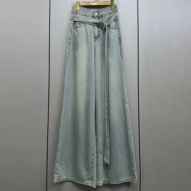 2025新款外贸原单高腰阔腿牛仔裤165高个子百搭宽松直筒休闲长裤