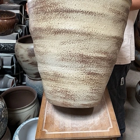 紫砂花盆口39高度38复古色