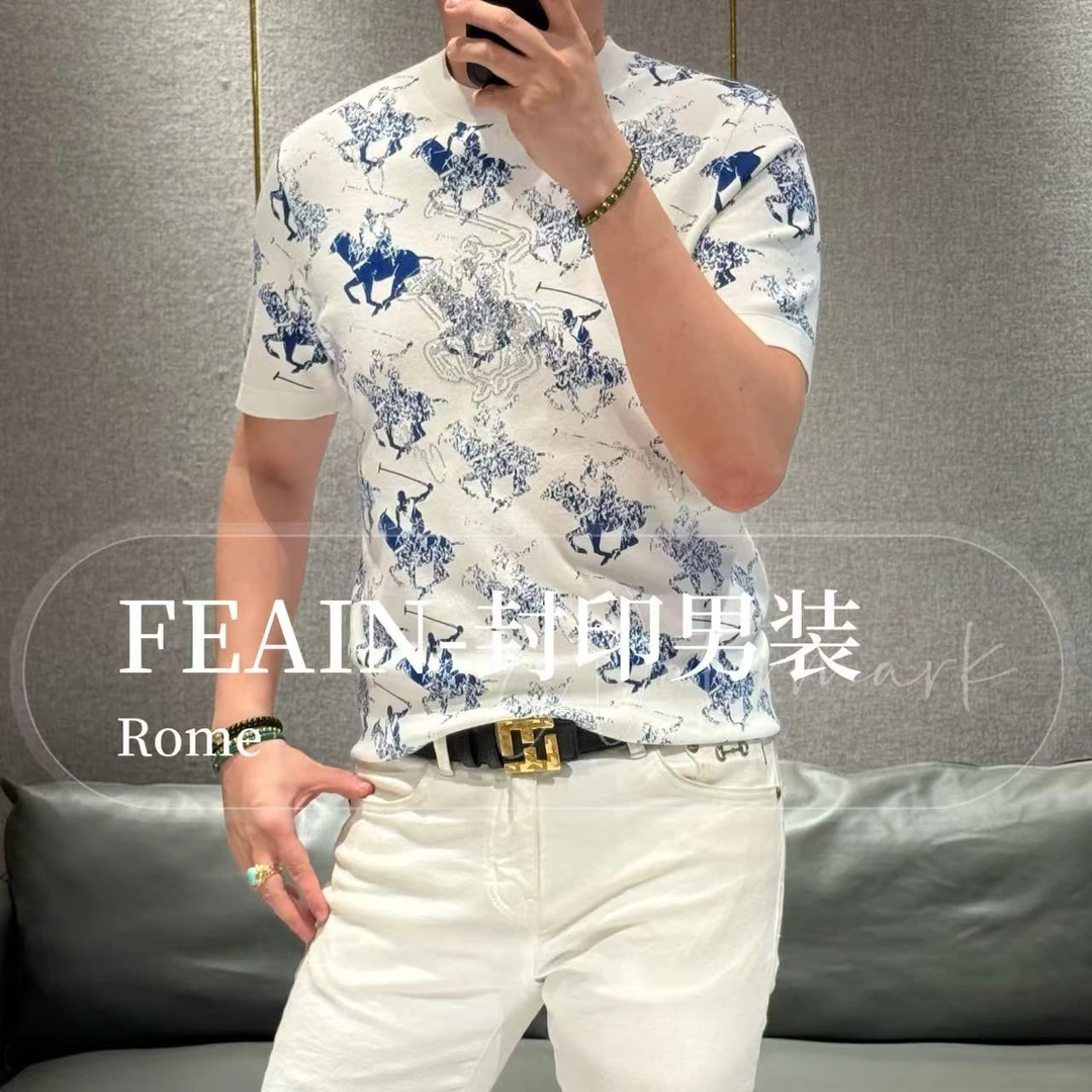 高端定制秋冬新品满身骑马奥钻点缀针织短袖6321