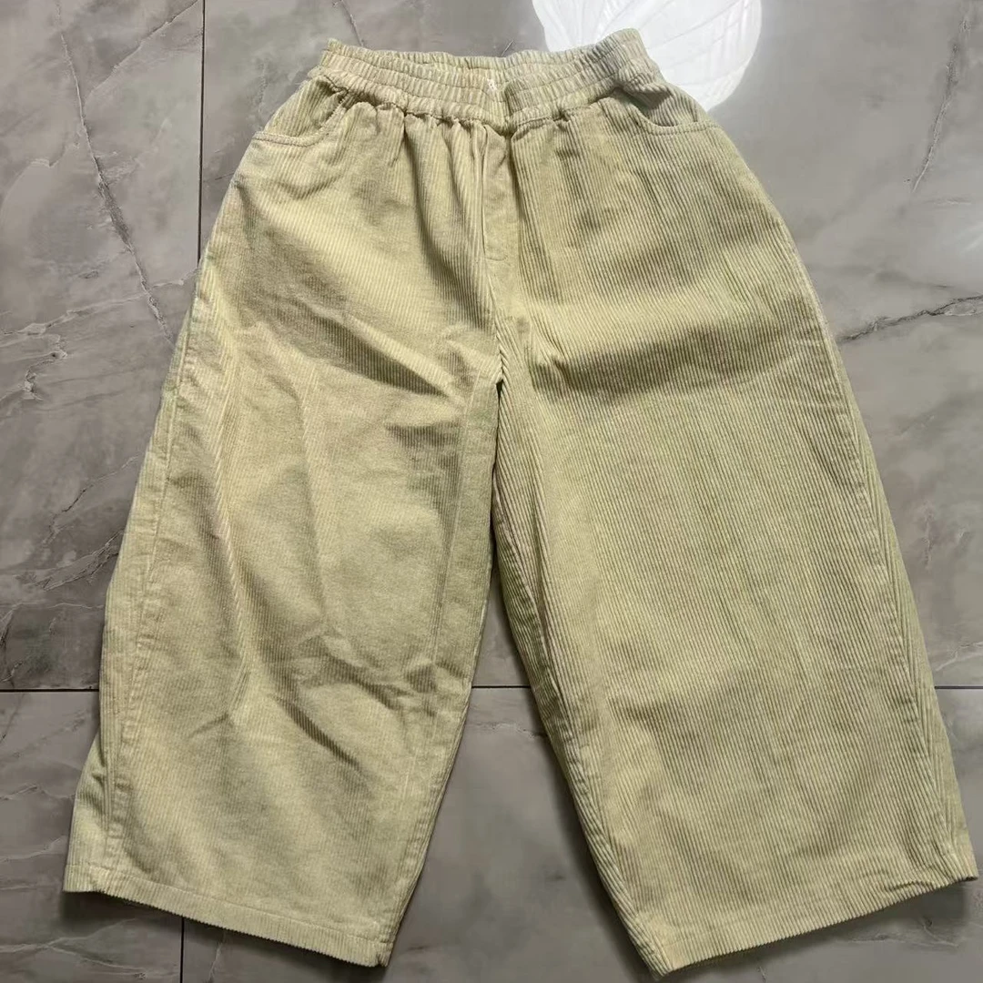 新款高腰时尚休闲条绒长裤