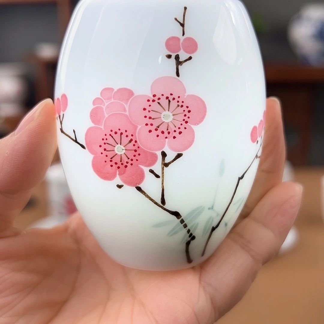 翠竹红梅龙蛋杯微瑕