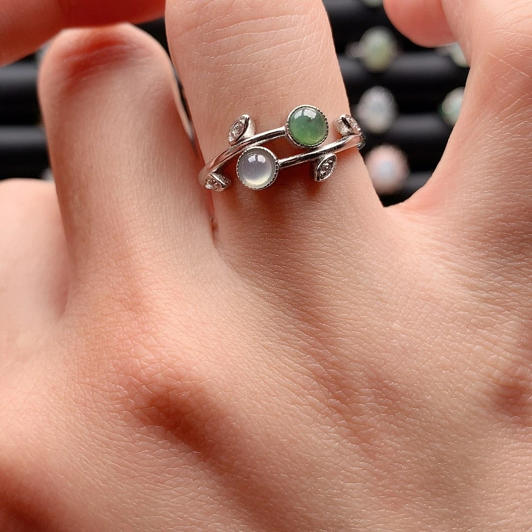 翡翠戒指银S925镶嵌0052