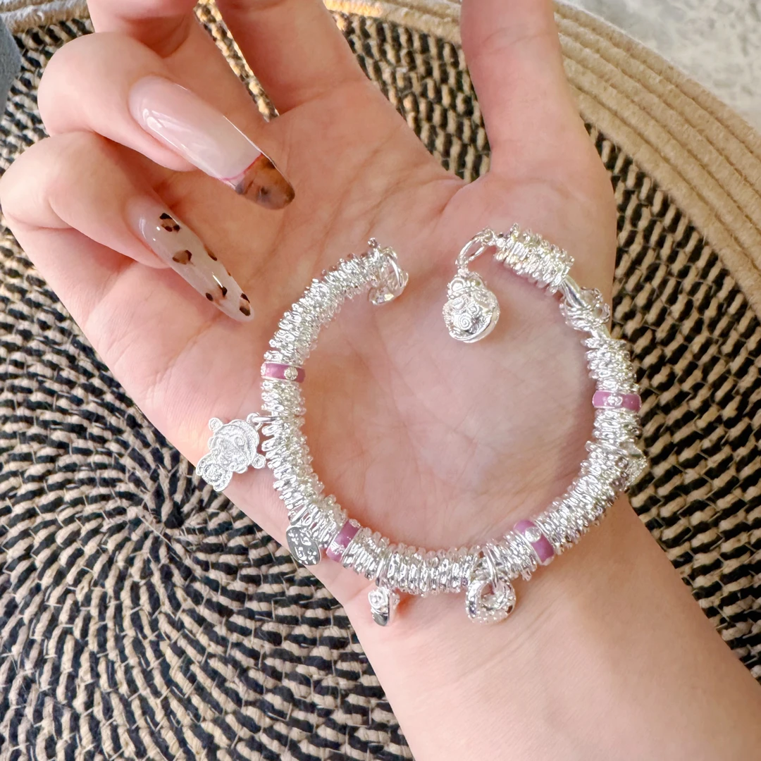 999.9 银【09】盘缠手镯如意葫芦元宝手镯女时尚百搭