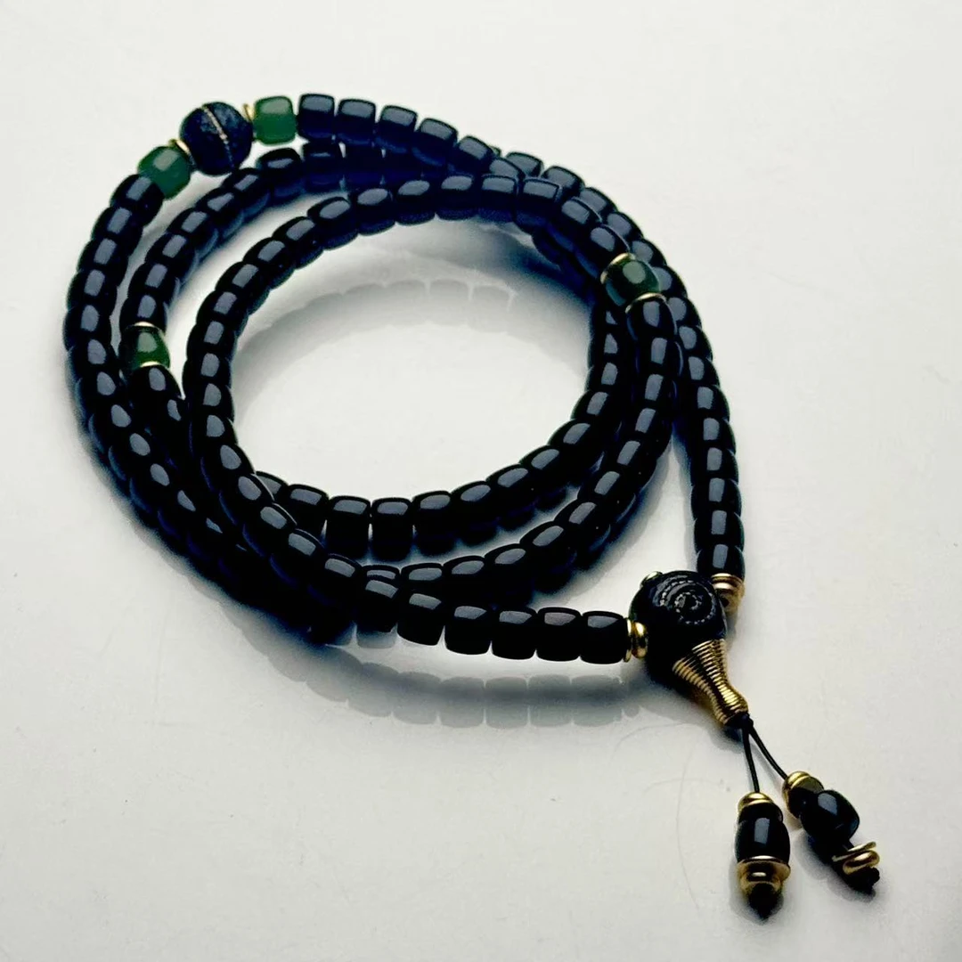 ZBG0687黑武士玛瑙碧玉108（天然珠宝多样性发其一）