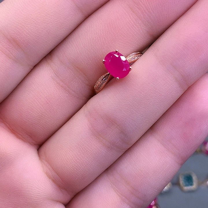 红宝石戒指银S925镶嵌