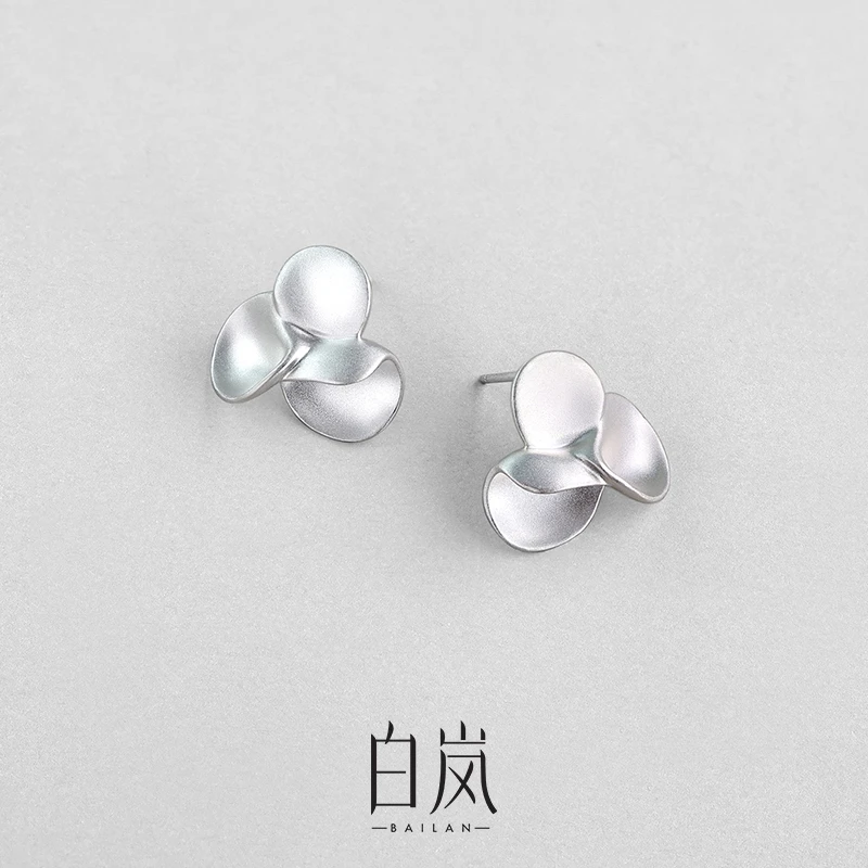 足银耳饰 白岚烧白花花耳钉999银女轻奢小众耳环ED4349