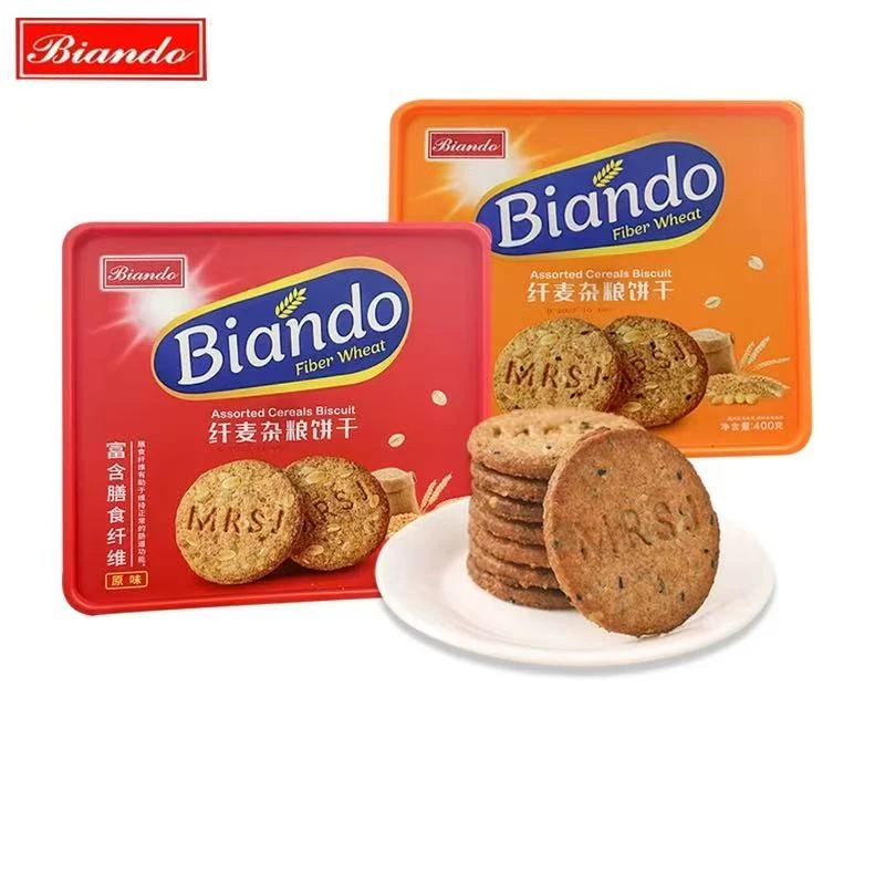 Biando铁尺纤麦杂粮饼干原味400g2盒