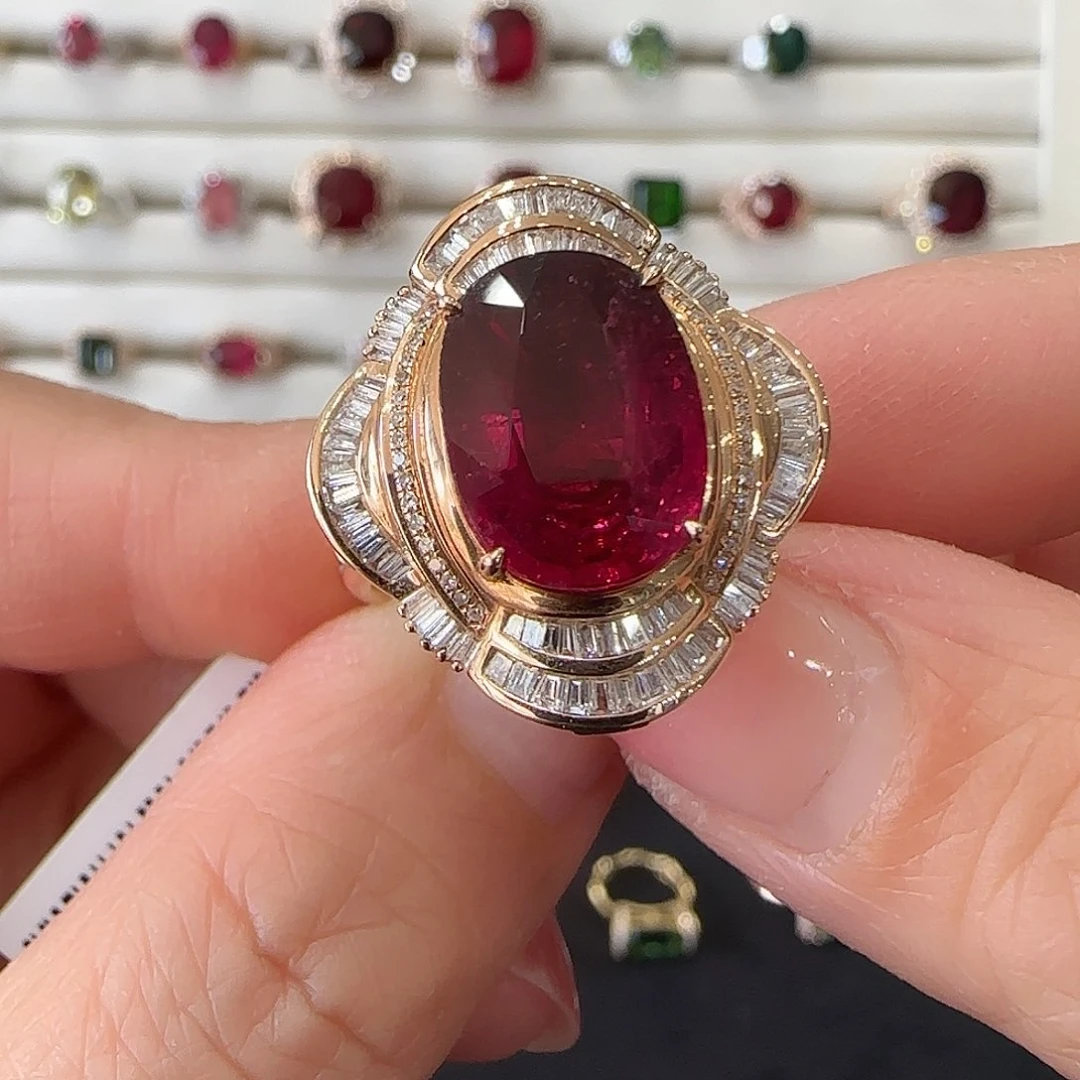 碧玺戒指18K金镶嵌5.35ct