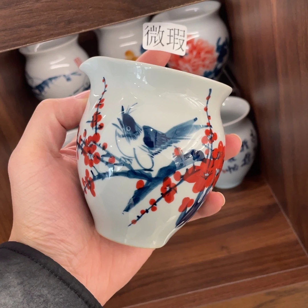 釉下手绘茶具微瑕