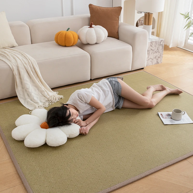2025夏季艾草藤席客厅地毯凉席免洗可擦爬爬垫榻榻米地垫家用卧室