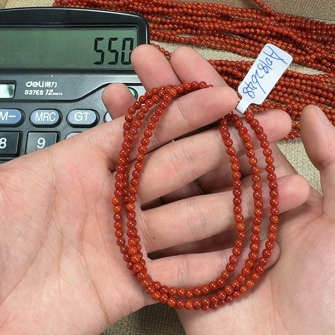 南红玛瑙手链未镶嵌原矿南红项链3mm➕瓦西锦色高品