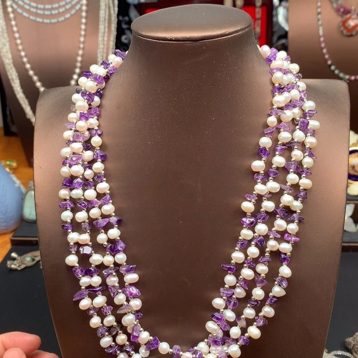 合成碳硅石纯铜项链