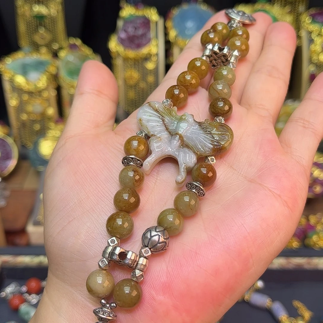 银S925镶嵌手链翡翠翡翠老银手链