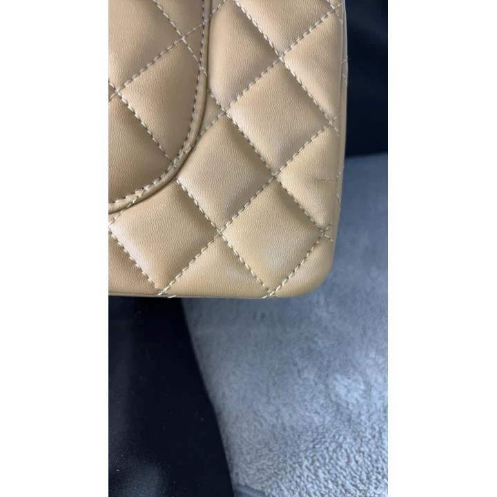 A100023咩咩杏色银色金属皮皮包包中号