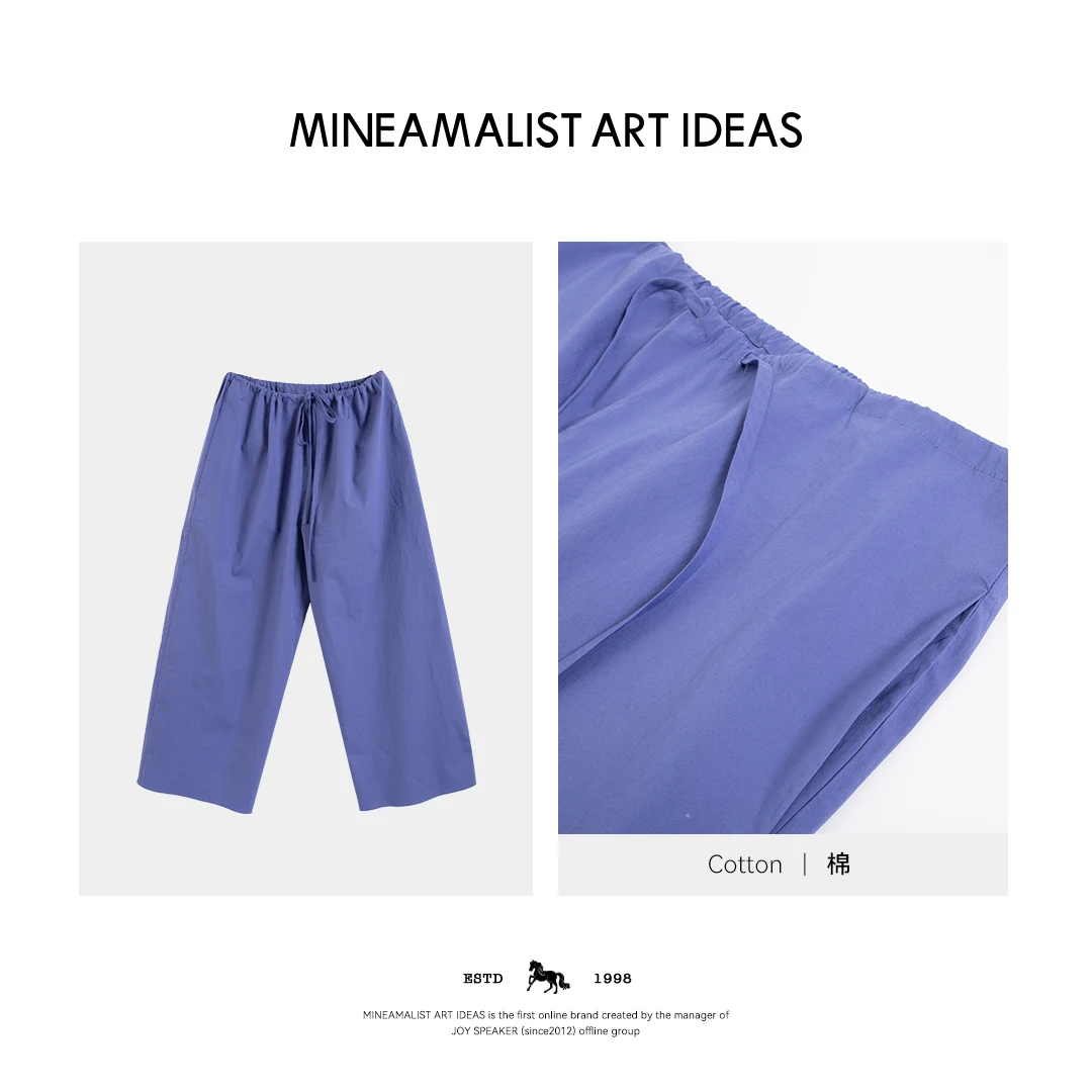 夏季经典row棉质抽绳直筒宽松九分裤4012M