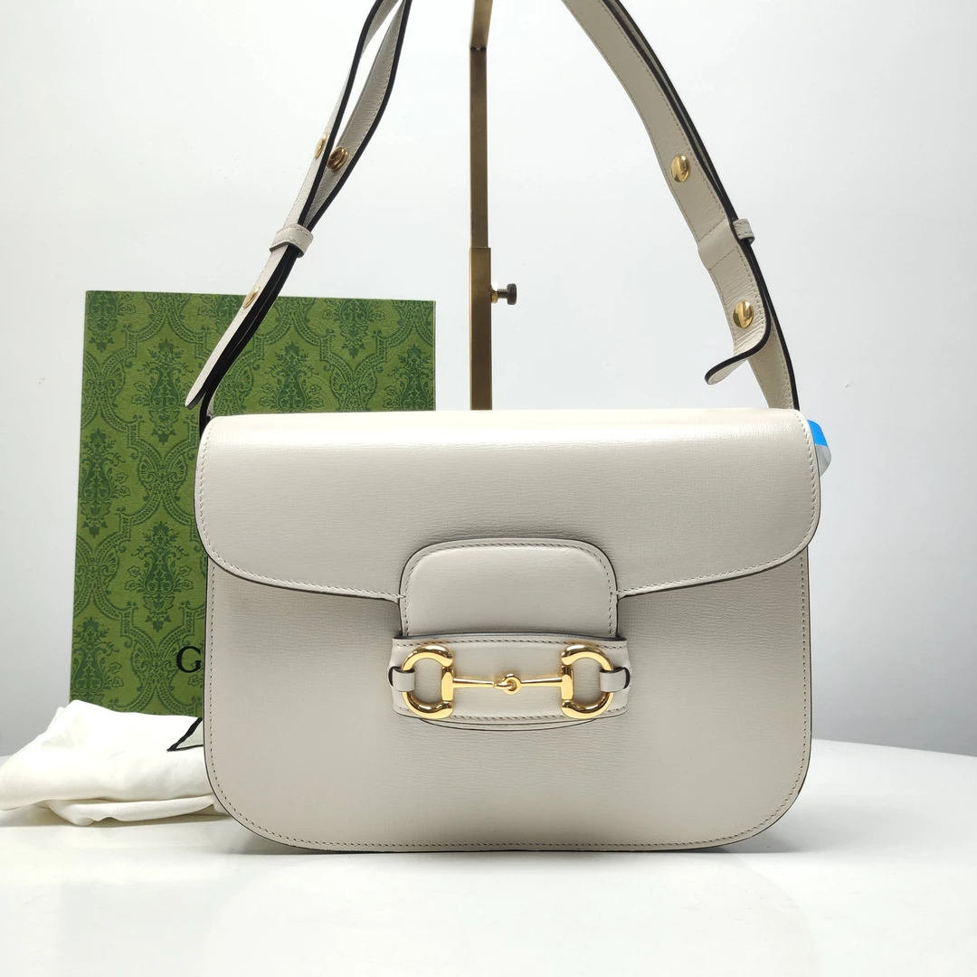 99新 GUCCI/古驰 静文专属 Gucci 1955白色马鞍单肩包 LM2743