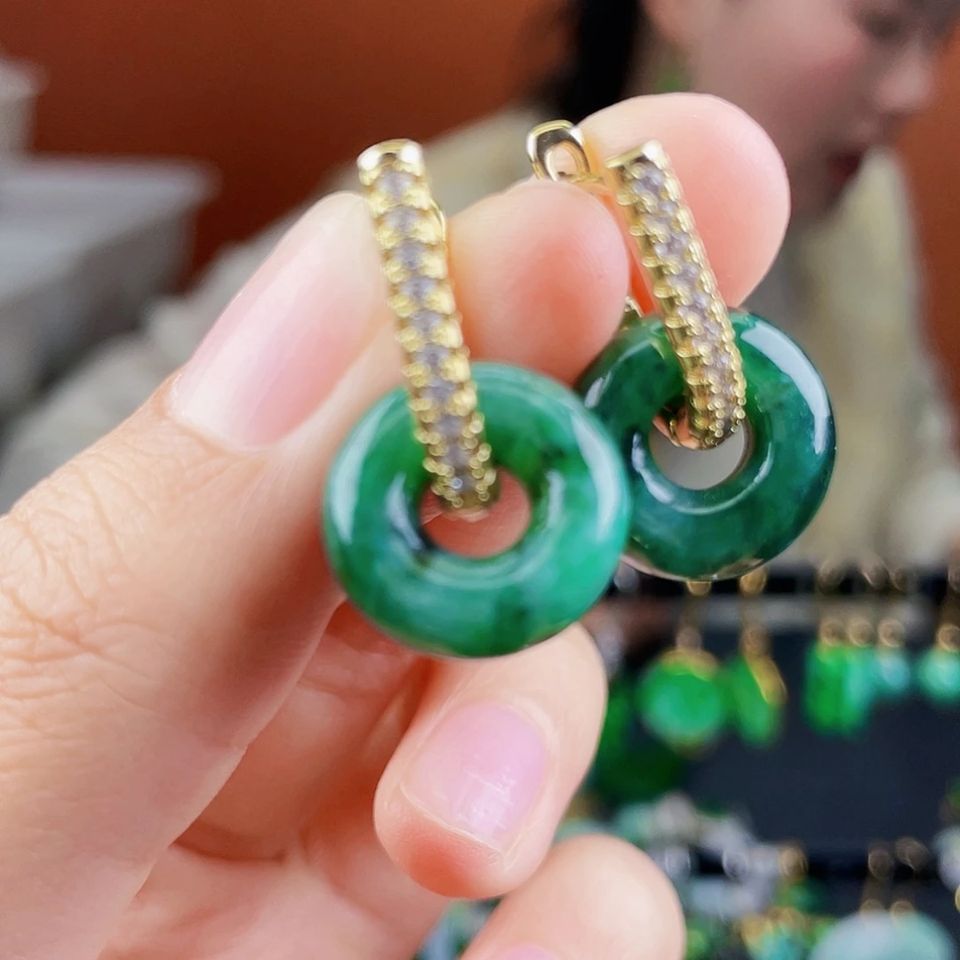 翡翠未镶嵌耳饰饰品