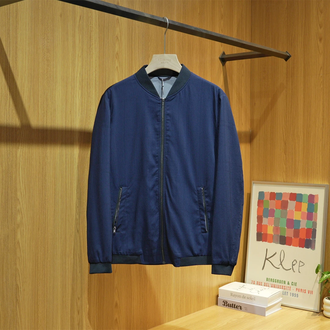 春秋季剪标款棒球领男士莱赛尔天丝混纺夹克休闲百搭外套1U031