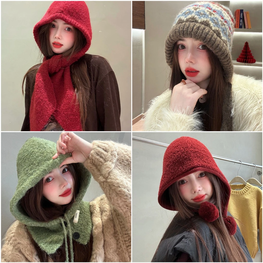 【年末瞎卖合集】哈尔滨玩雪包头帽 高品质针织护耳帽 保暖显脸小