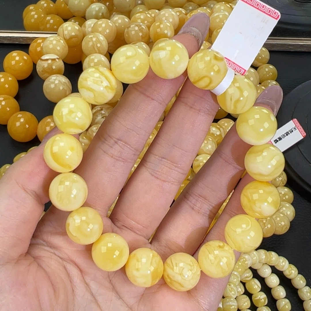 琥珀未镶嵌手链22.7白蜡妖花