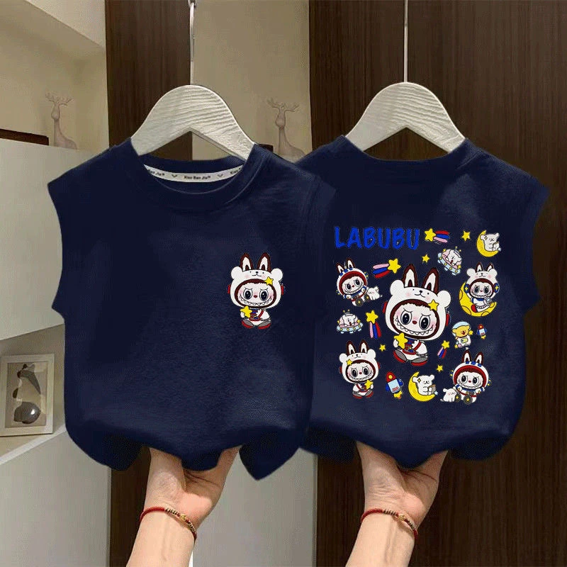 夏季新款中小儿童韩系ins风上衣女童宝宝甜美布拉拉纯棉t恤背心衫