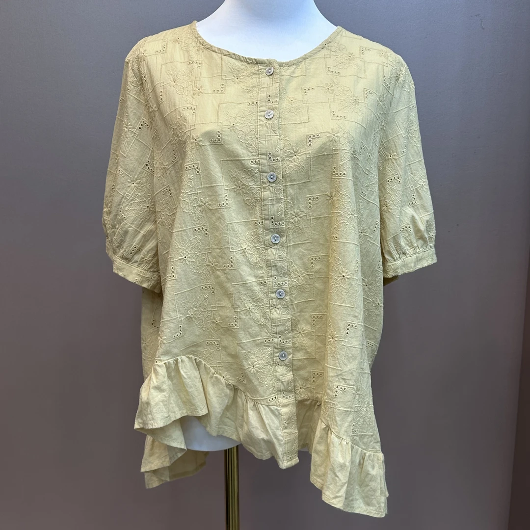 S8481 圆领宽松型透气夏季衬衫休闲气质时尚