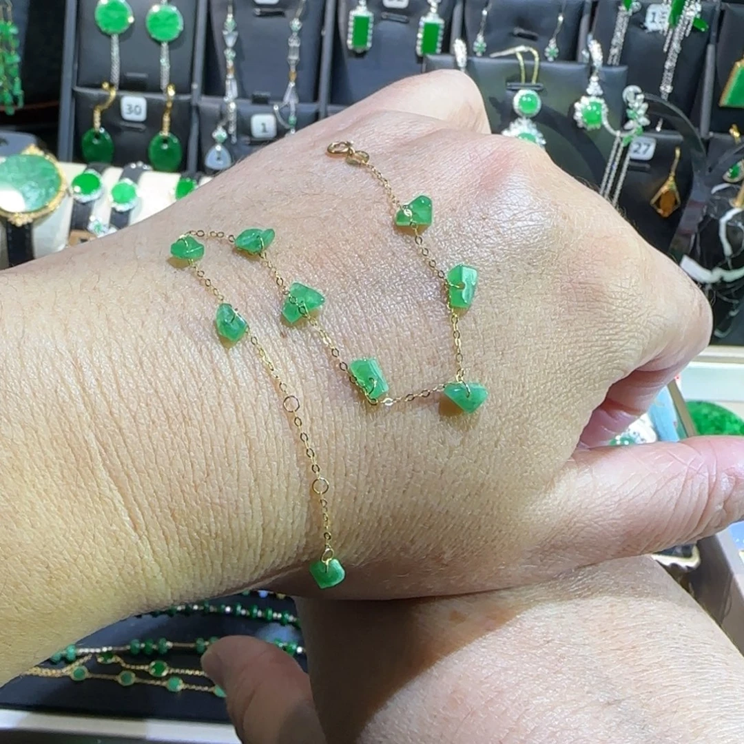 翡翠18K金镶嵌颈饰手链